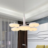 White Acrylic Round Hanging Chandelier - Contemporary 5-Light LED Pendant Ceiling Lamp - This stunning acrylic round hanging chandelier is the perfect modernist ceiling light for your contemporary interior. Measuring 20-24 inches in size,